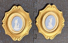 Pair Vintage Limoges Cameo Plaques Sungott France Style 741 Gilt Frames picture