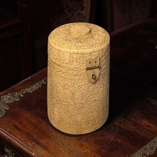 Antique camel bone hand engraved decorative storage box with clasp picture