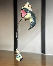 Vintage “Fisherman On A Hook” Christmas Ornament Gag Gift Orig Box Polyresin picture