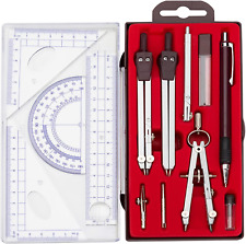 Metal Geometry Kit Set, 13PCS Math Compass and Protractors Geometry Drawing Tool picture