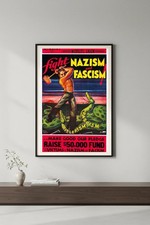 💥Fight Nazism Fascism Poster c1940s - 24x36 picture