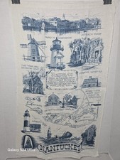 VTG Richard Batchelder Nanatucket Linen Tea Towel Map Souvenier 17x30 picture