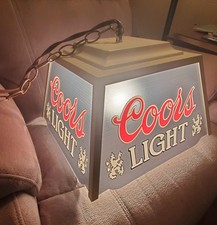VTG 1986 Adolph Coors Beer Hanging Swag Bar Poker Pub  Billiard Pool Table Light picture