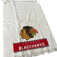 Vintage McArthur Golf Towel Terrycloth White Chicago Blackhawks Fringe 16