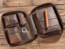 Personalized Leather Cigar Case – Travel Cigar Holder Humidor Box Gift for Men picture