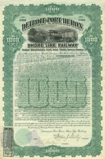 Detroit and Port Huron Shore Line Railway - 1900 dated $1,000 Railroad Bond (Unc picture