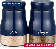 Navy Blue Salt and Pepper Shakers Set, Bivvclaz 5 Ounce Salt and Pepper Dispense picture