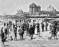 Antique 1908 Photograph Bathers on Atlantic City, NJ Beach Boardwalk Swimsuits picture