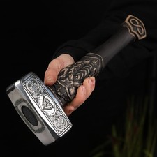 Viking Hammer with Valknut Symbol & Odin carved handle Personalized Norse Hammer picture