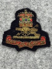 Vintage Royal Artillery Bullion Cap Badge British Army Queens Crown Gold Wire picture