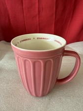 Vintage 2006 Starbucks Pink Fluted Ribbed Ceramic Coffee Mug 16 Oz picture