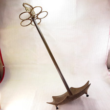 Vintage MCM All Brass Umbrella Stand Cane Holder Parasol Base Hollywood Regency picture