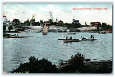1909 Boat Canoeing at Minnicoganashene Georgian Bay Ontario Canada Postcard picture