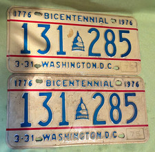 Washington, D.C. 1776-1976 Bicentennial License Plates,  Pair 131 285 picture