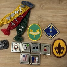 Vtg Webelos Boy Scouts BSA Belt Loops Skills Badges Pins Tri Color Ribbons picture