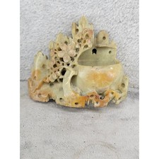 Vintage 1940 Hand Carved Soapstone Floral Vase San Antonio Inscribed Souvenir picture