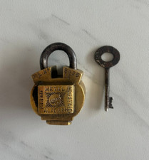 Org Vintage 1947 Small Brass Padlock in Good Working Condition Collectable. picture