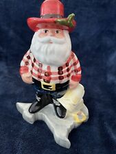 Vintage - Texas Christmas Santa Figurine w/box 8”  mtd. on State of Texas Base. picture