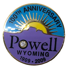 Vintage Powell Wyoming Anniversary Gold Tone Enamel Lapel Pin Souvenir picture