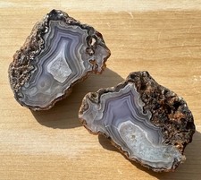 Purple Picacho Agate Pair Polished half nodules Laguna Mexico picture