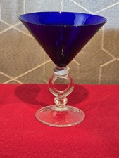 Baccarat Vega Cobalt Blue Single Martini Glass Made In France picture