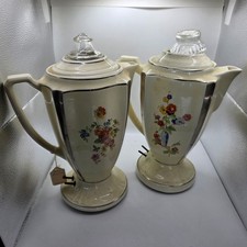 Antique Porcelier Champion Art Deco Floral Electric Coffee Percolators – Pair picture