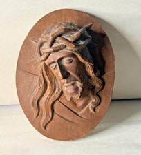 Vintage Jesus Carved Wood 3 Dimensional Plaque Switzerland ARS-Ecclesia Inc NYC picture