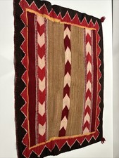 Antique Saddle Blanket Navajo Rug Vintage Tribal Art Geometric Weaving 1940’s picture