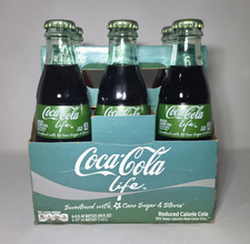 Rare 2014 Coca-Cola Life 6 Pack 8oz Glass Bottles Green Label Sealed Collectible picture
