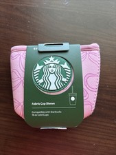 2026 Disney Parks Starbucks Pink Ribbon Mickey Fabric Cup Sleeve 16 oz NEW picture