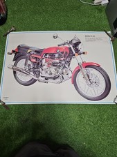 Vintage technical cutaway poster of a red BMW R65 motorcycle Rare 35
