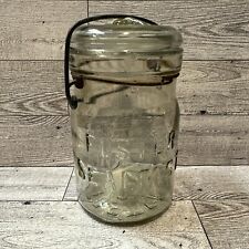 FOSTER SEALFAST 5.5x3.25” Clear Quart Canning Jar W/ Lid & Wire Bail *Chip* picture
