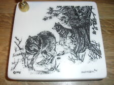 Montana Marble Pen Holder Desk Accessory Set Cultured Etched Wolves 8010 picture