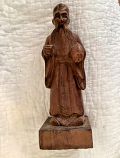 Asian Hand Carved Hard Wood Artisanal Figurine (7.5 iches tall) picture