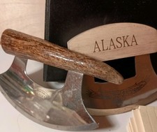 Vintage Alaskan Ulu Skinning Knife WIth Antler Handle And Bonus 4.5” Blade picture