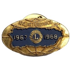 Lions Club 1967 - 1968 Vintage 60's Lapel Hat Pin Gold Tone Enamel picture