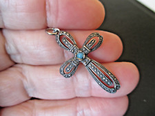 Large Antique Sterling Silver Cross From Jerusalem, Blessed #51 picture