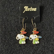 Vintage Snoopy and Woodstock Rah Rah Cheering Earrings, Peanuts, Aviva picture