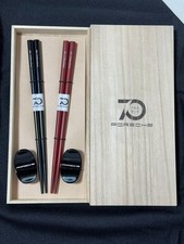 Porsche 70th Anniversary Wooden Chopsticks Set Black Red Couple Boxed Japan New picture
