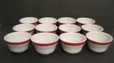 Vintage Pink Rim Custard Dessert Bowls Restaurant Ware Set of 12, 4 in x 2.25 picture