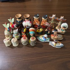 Lot of 12 Vintage Native American Indian Salt Pepper Shakers Ceramic Souvenir picture