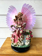 Vintage Chambord Collection Fiber Optic Lighted Angel with  Waterfall & Swans picture