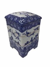 Vintage Japanese Jubako Bento Box Blue on White Hand Painted Porcelain 8