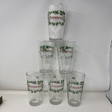 6 Vtg Ponderosa Steakhouse Pepsi Christmas Holly Glasses 16oz Libbey Pristine picture
