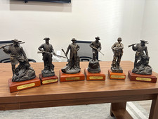 Lot of 6 Friends of NRA Bronzed Metal Figurine w/ Wooden Base. picture