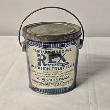 Vintage Rare REX Fruit Jelly Tin, Corn Prod. Refining Co. New York With Lid  E18 picture