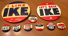 Lot of 9 Vintage 1952-1956 Eisenhower “I Like Ike” Campaign Pinback Buttons picture