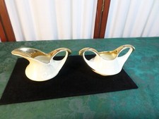 Beautiful Pearl China Mother of Pearl Creamer & Open Sugar Bowl w/22KT Gold Trim picture
