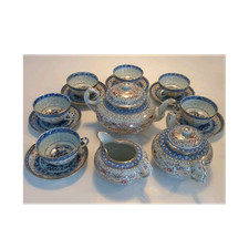 Vintage Jingdezhen Rice Grain Tea Set - Gold & Iron-Red Dragon Pattern, 15piece  picture