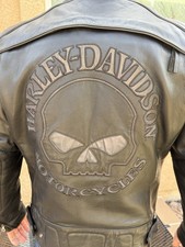 Harley-Davidson Black Leather Motorcycle Jacket-immaculate condition picture